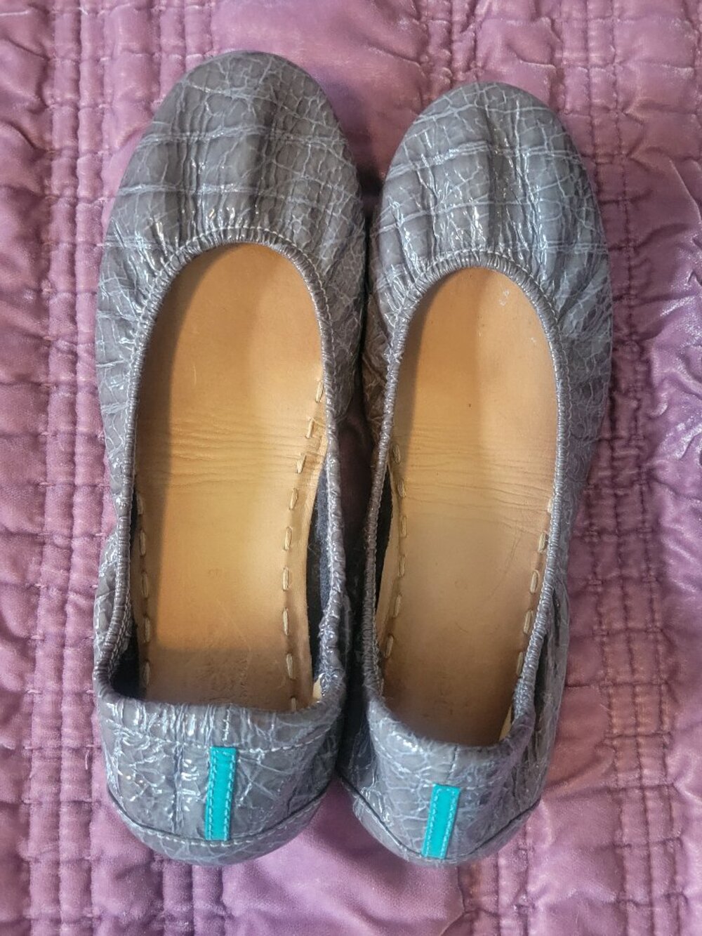 Tieks by Gavrieli Slate Gray Croc Patent Ballet Flats Size 9